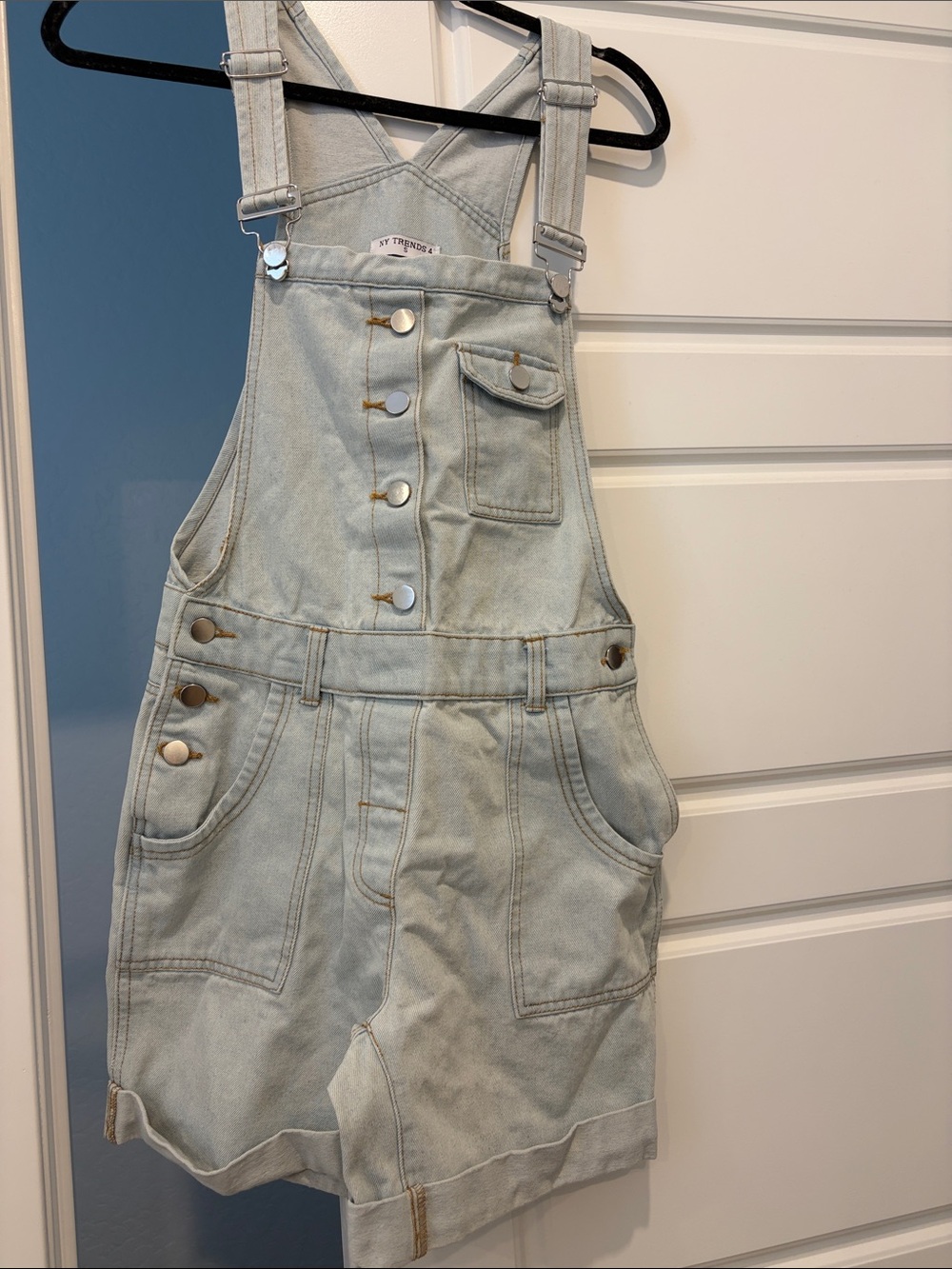 Light Wash Denim Short Overalls